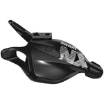 SRAM NX Eagle 12-speed trigger shifter in black with white striped graphics