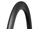 Black Specialized Pathfinder gravel tire with textured tread pattern on white background