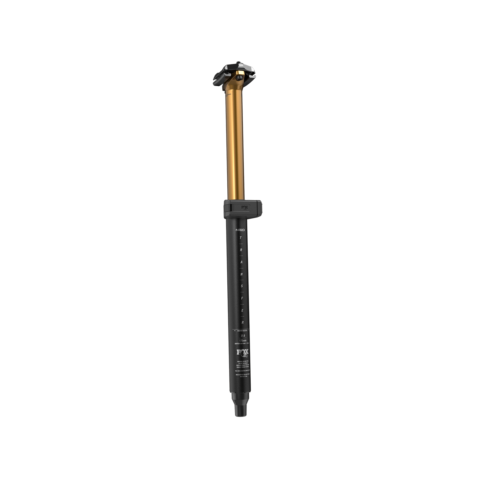 FOX Transfer Factory Neo wireless dropper seatpost with gold Kashima coating and black base