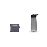Sea to Summit Drylite Towel in grey with compact storage pouch and water bottle
