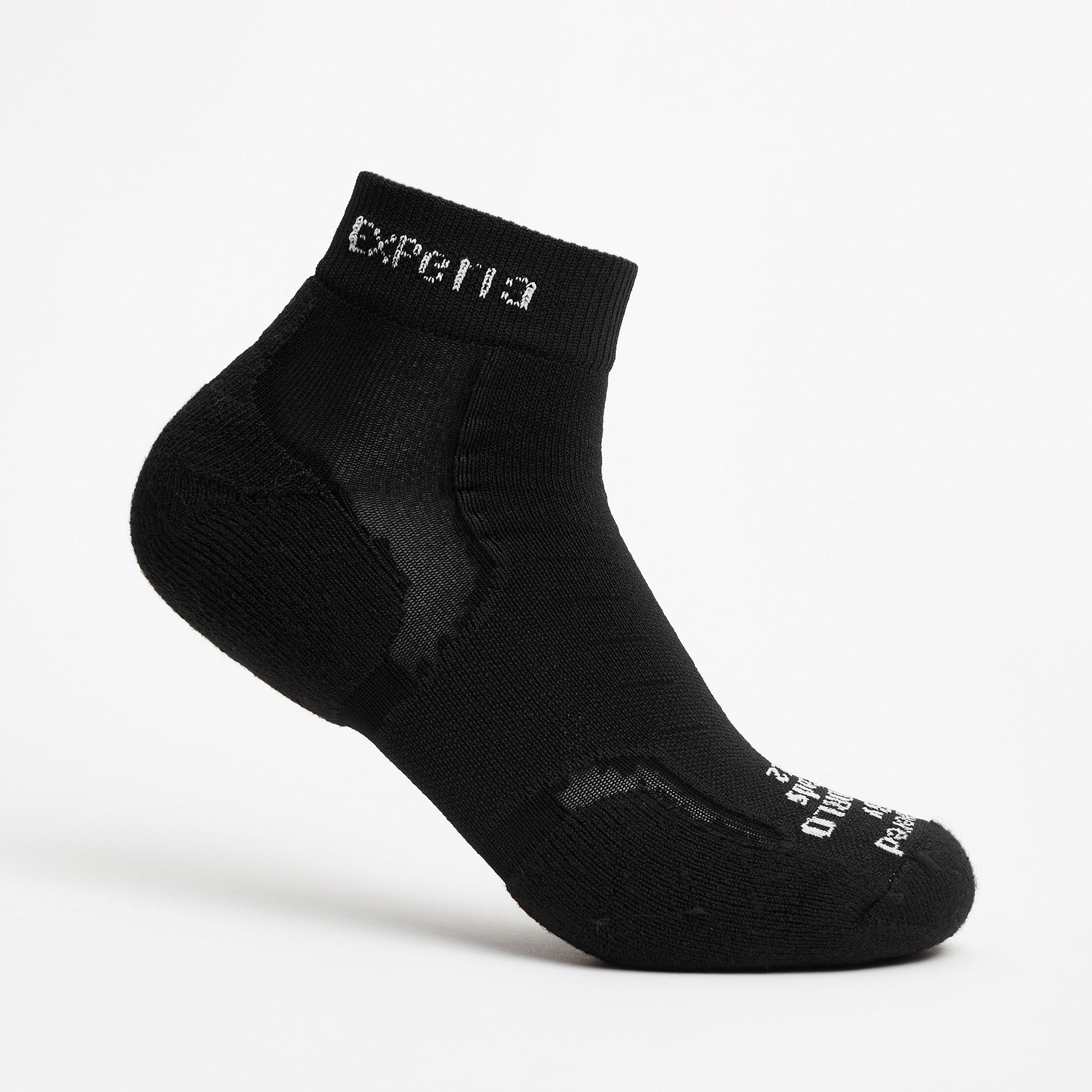Black Experia TECHFIT Light Cushion ankle sock on white background