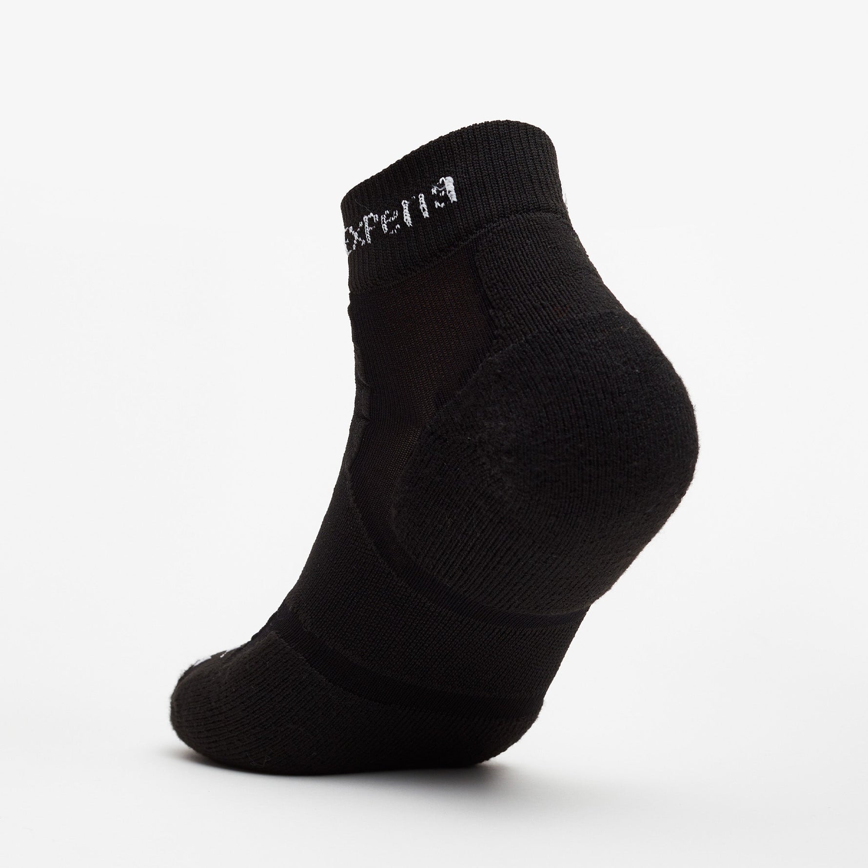 Black Experia ankle sock with brand logo on clean white background