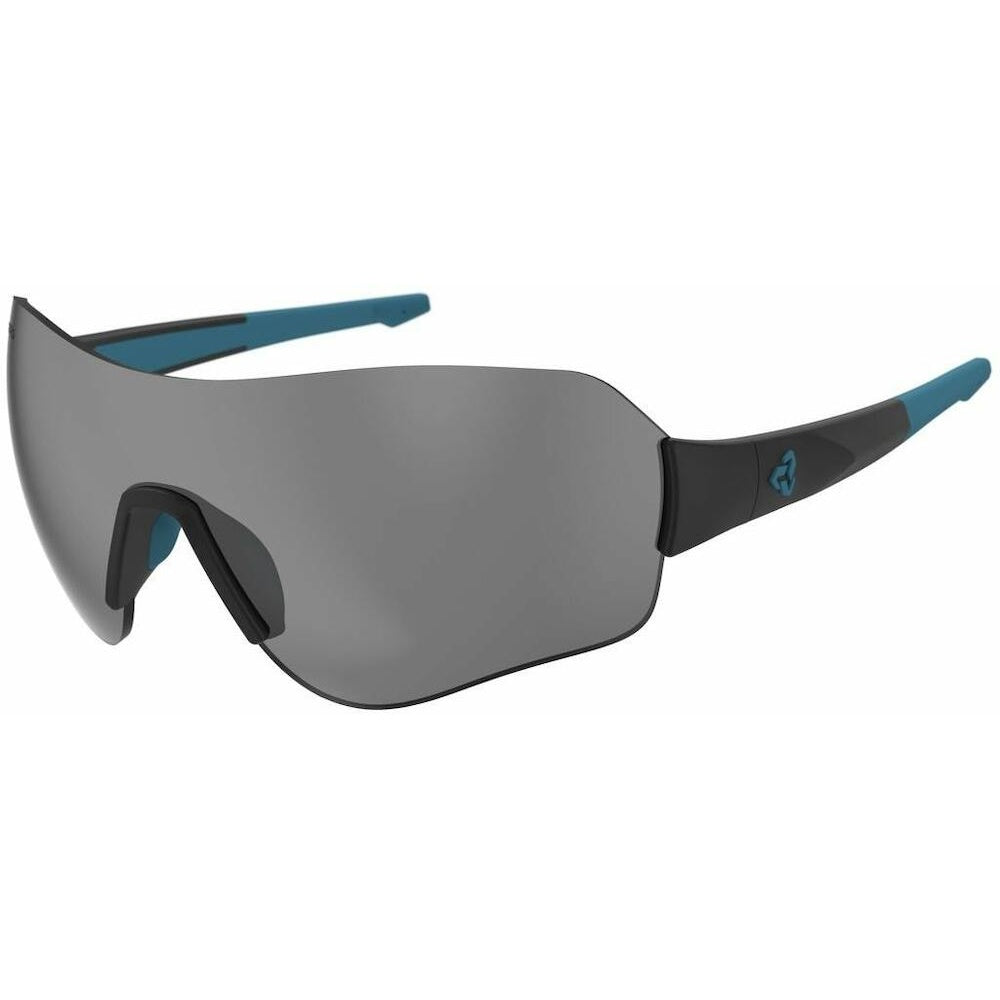 Ryders Eyewear Fitz sunglasses with matte black frame, blue temple tips and grey lens