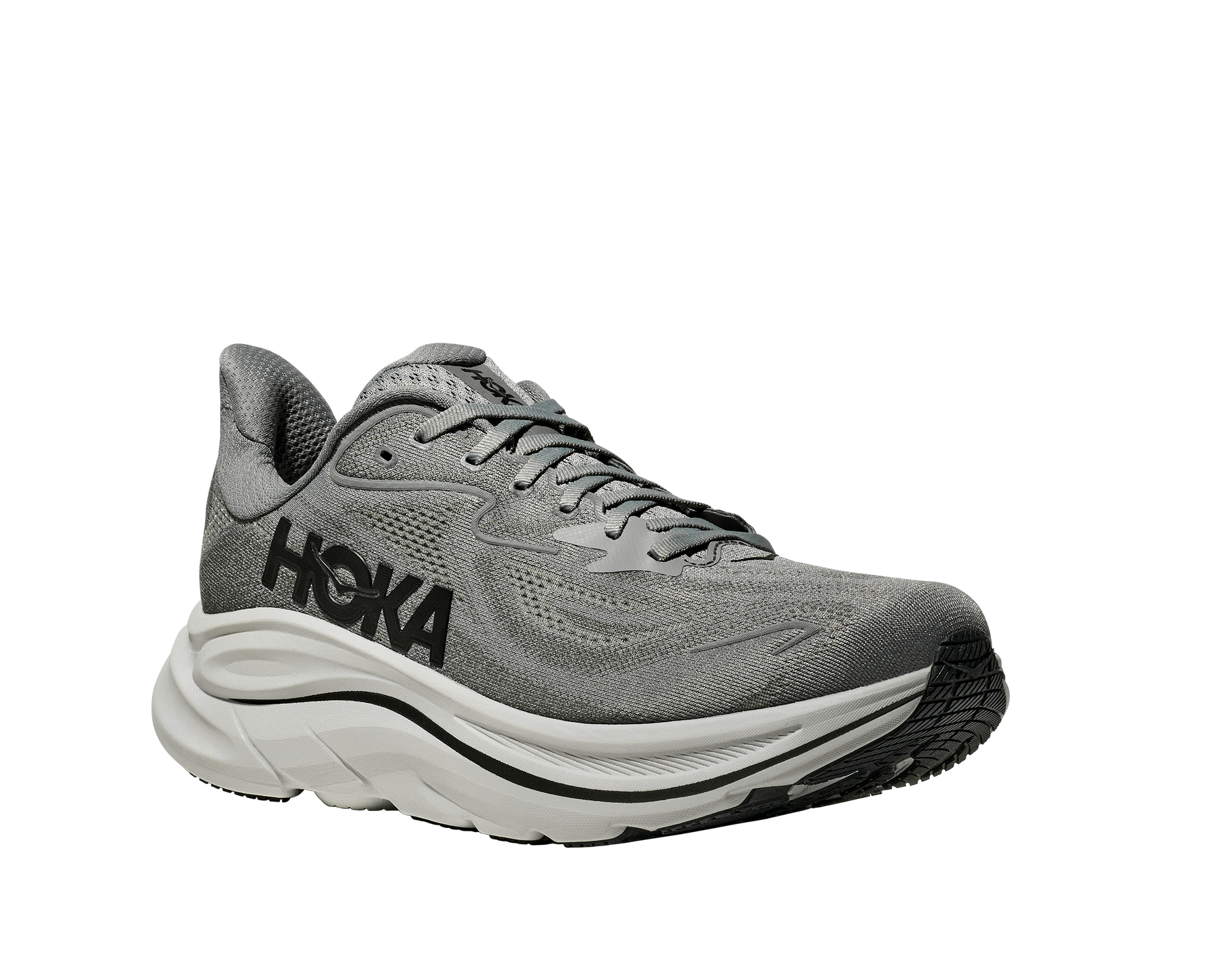 Hoka Clifton 10 men's running shoe in galactic grey with white midsole