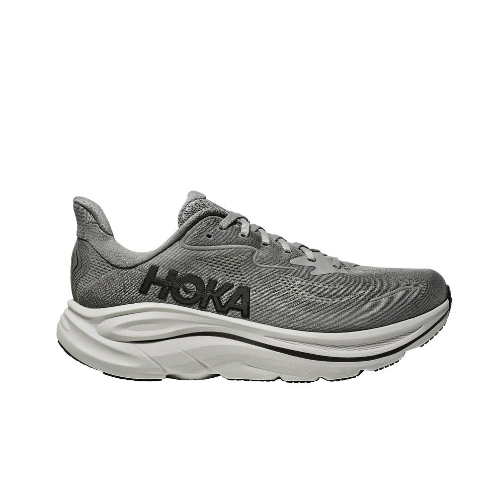 Hoka Clifton 10 men's running shoe in galactic grey with white sole
