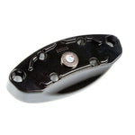 Kuat Rear Tray Connector Bracket with center magnet visible, Black Metallic finish, flat side view