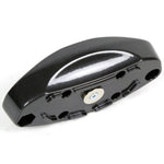 Kuat Rear Tray Connector Bracket Black Metallic showing glossy top surface and magnet detail, side angle