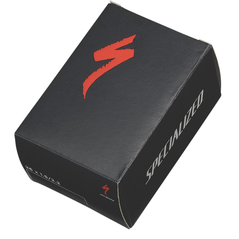 Specialized bicycle inner tube in black packaging with red logo