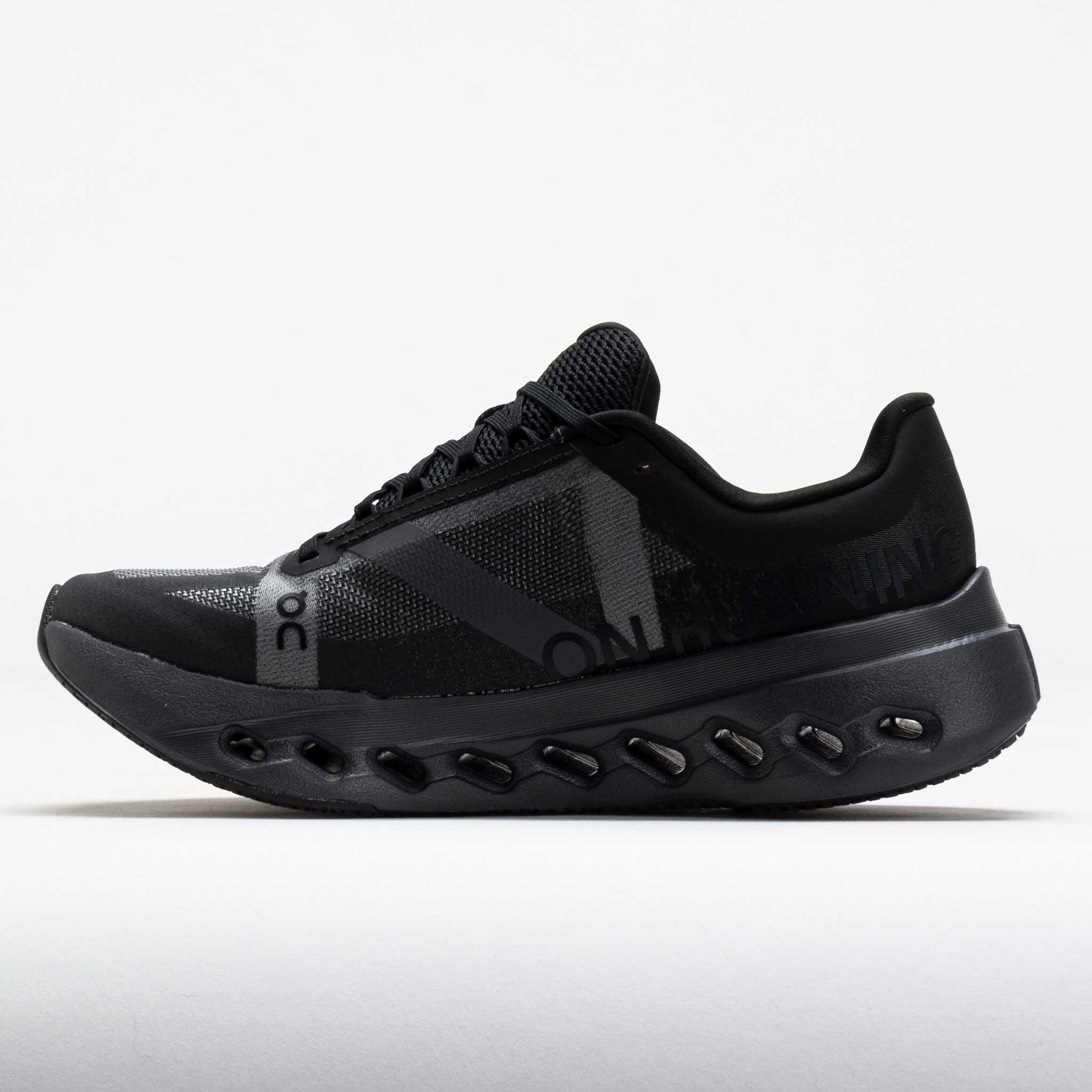 On Cloudsurfer Next running shoe in black colorway with signature cloud sole technology