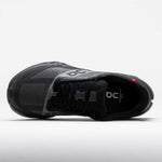 Top-down view of black On Cloudsurfer Next running shoe with grey mesh details