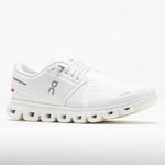 On Cloud 6 white running shoes with distinctive cloud sole technology