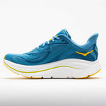 Hoka Clifton 10 men's running shoe in alpine blue with yellow details