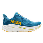HOKA Clifton 10 men's running shoe in alpine blue with yellow branding