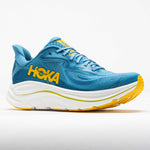 Hoka Clifton 10 men's running shoe in alpine blue with yellow accents