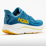Hoka Clifton 10 men's running shoe in alpine blue with yellow accents