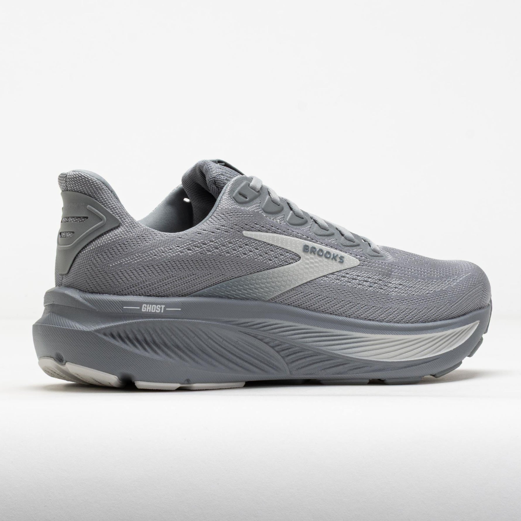 Brooks Ghost 17 men's running shoe in gray, oyster and mushroom colorway