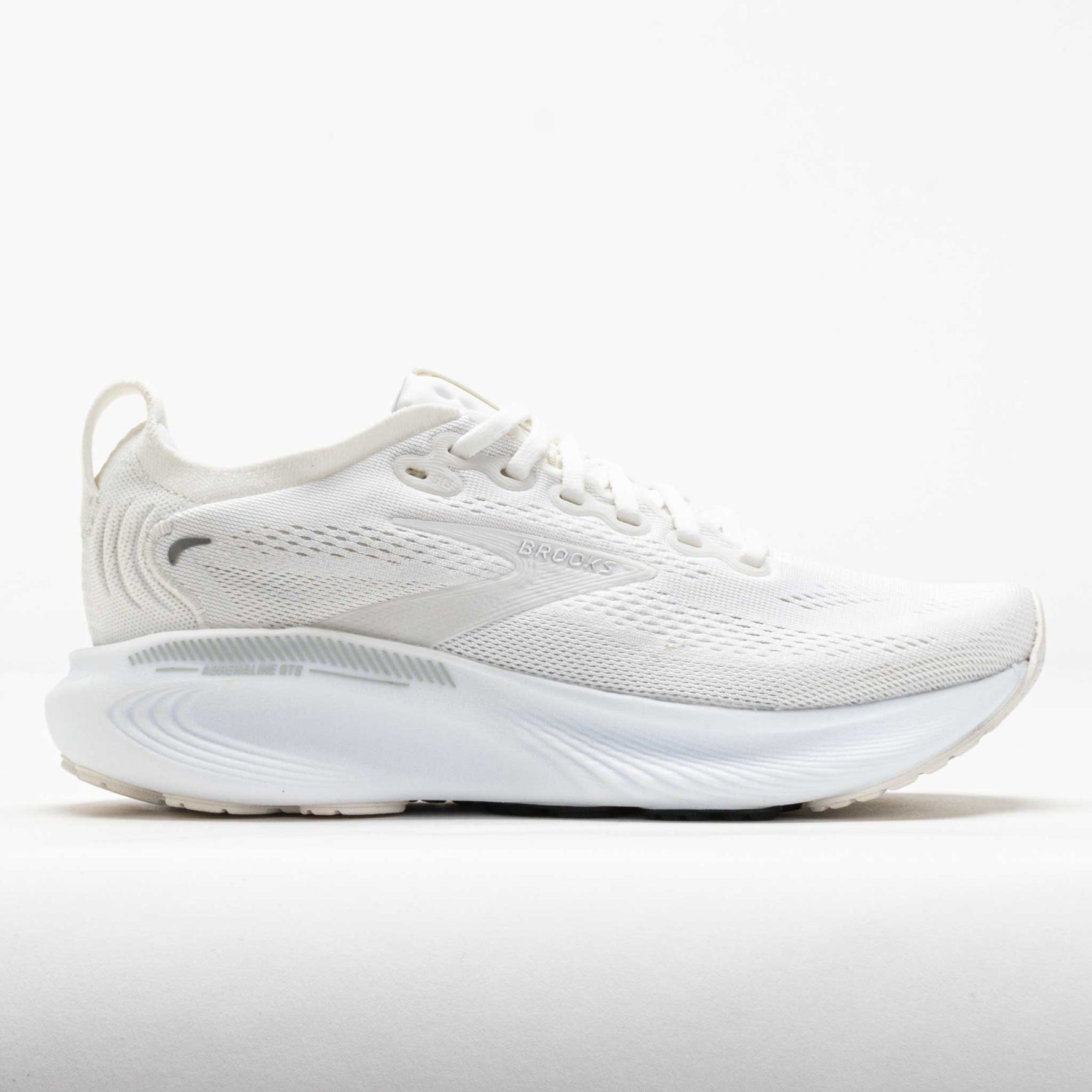 Brooks Adrenaline GTS 25 Women's running shoe in white with silver accents on clean background