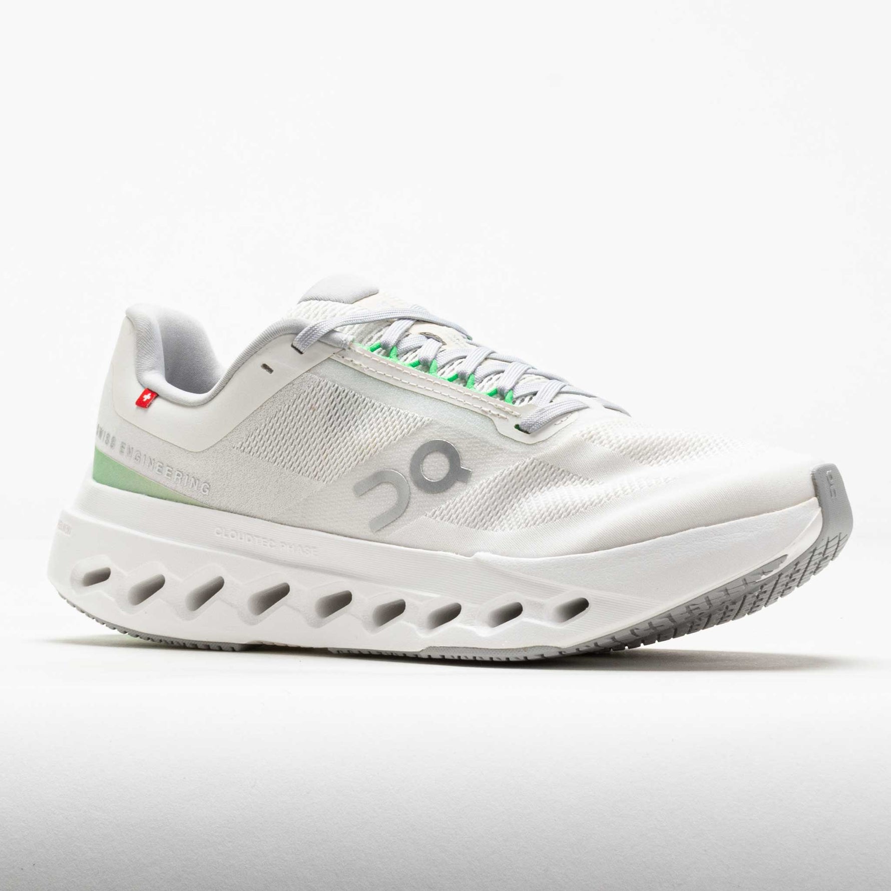On Cloudsurfer Next women's running shoe in white with distinctive cloud-like sole