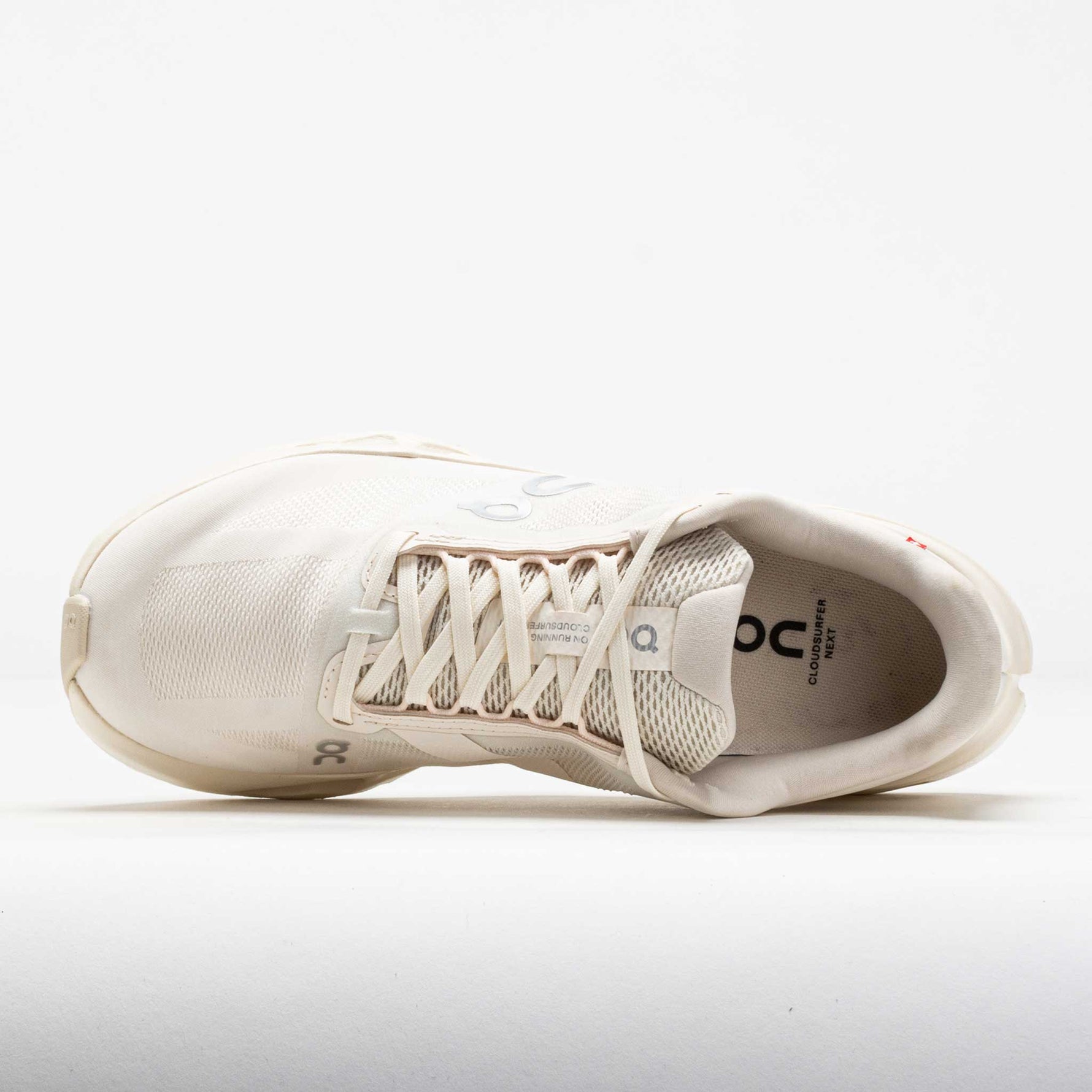 On Cloudsurfer Next women's running shoe in dew colorway, top-down view showing mesh upper