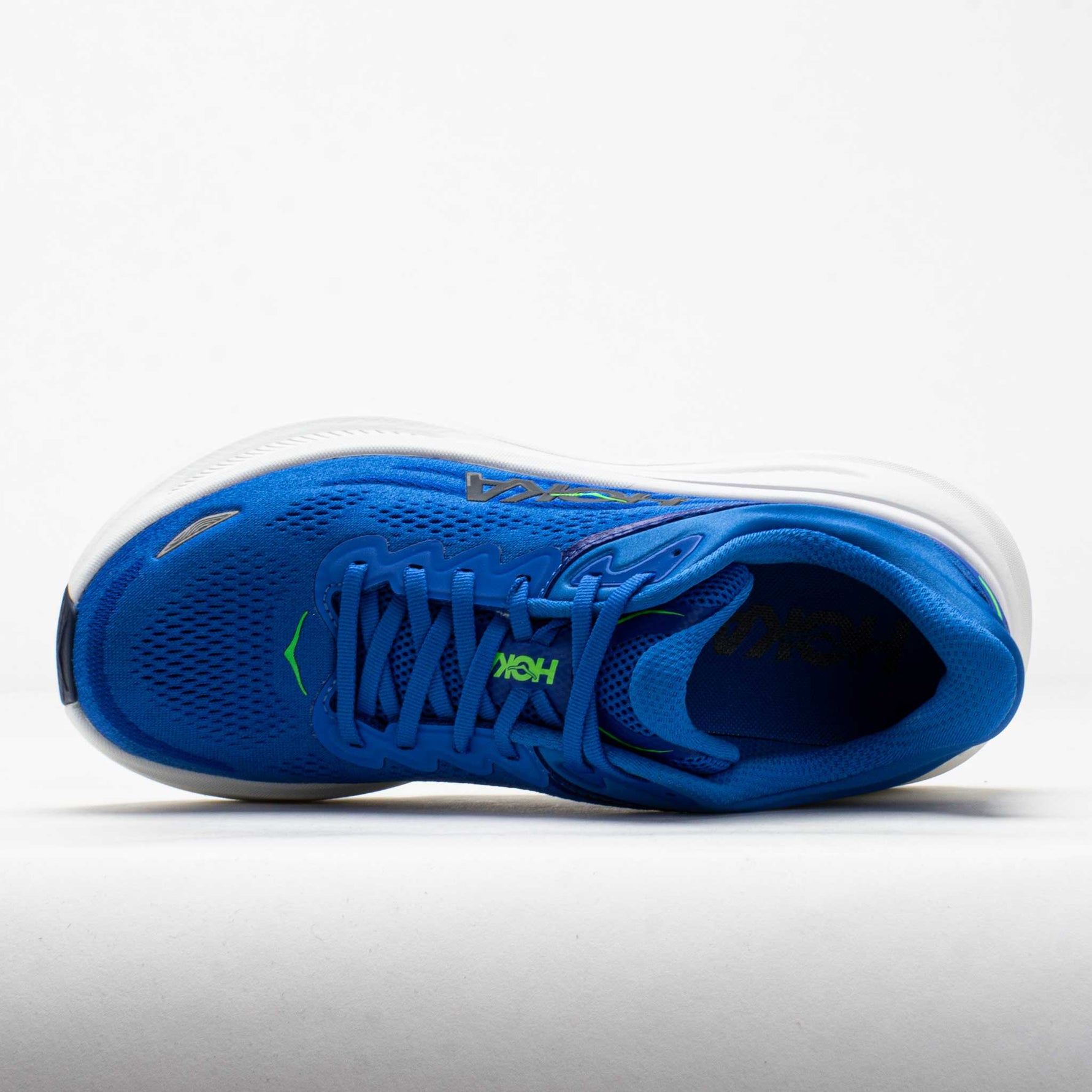 Hoka Bondi 9 men's running shoe in cobalt blue viewed from above