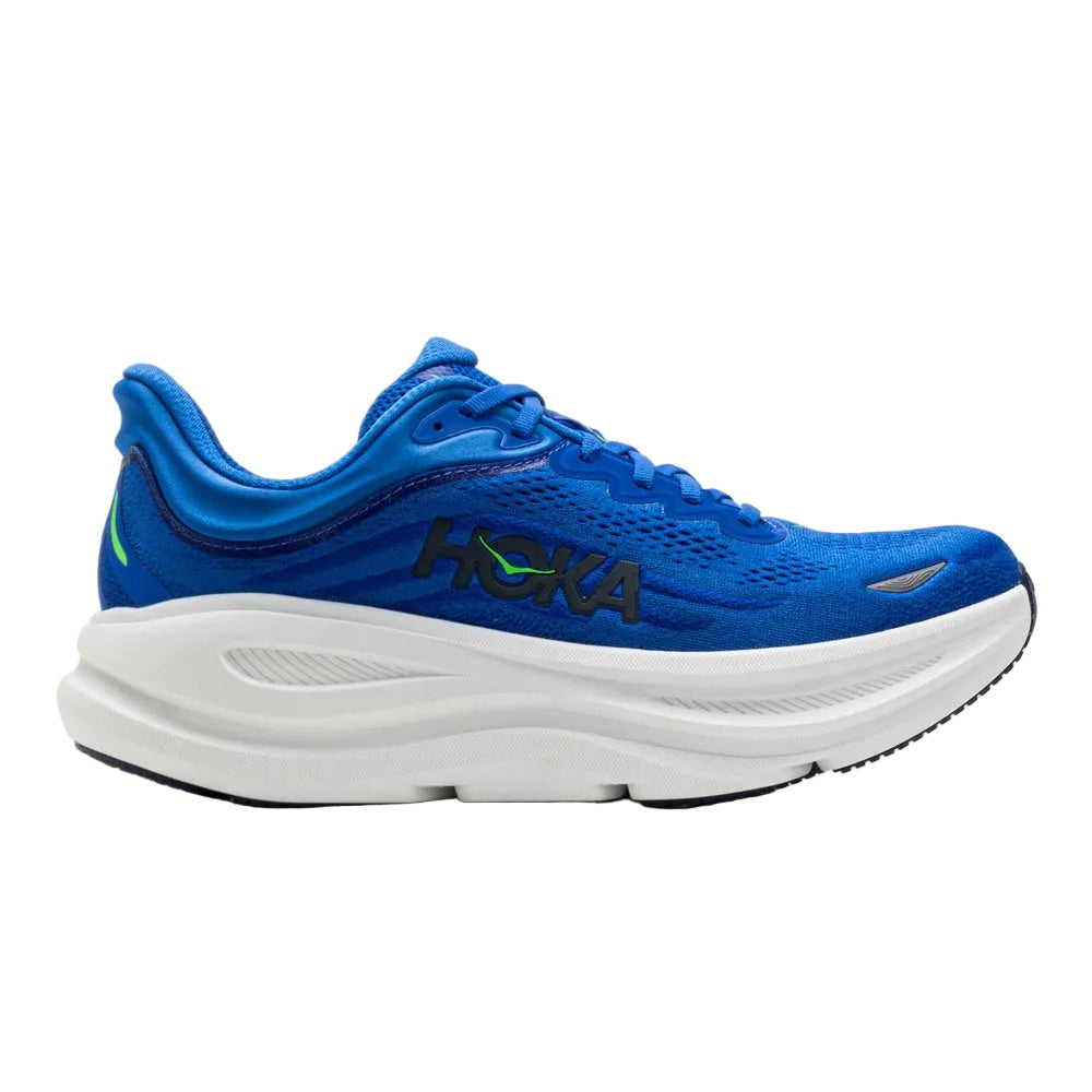 Hoka Bondi 9 men's running shoe in cobalt blue with white sole