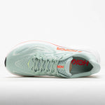 Hoka Clifton 10 men's running shoe in sage green with neon flame orange accents