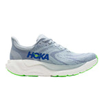 Hoka Arahi 8 men's running shoe in mineral blue with green sole details