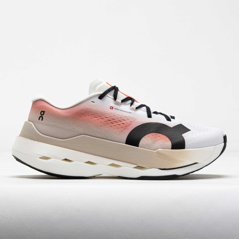 On Cloudboom Max men's running shoe in white with coral gradient colorway