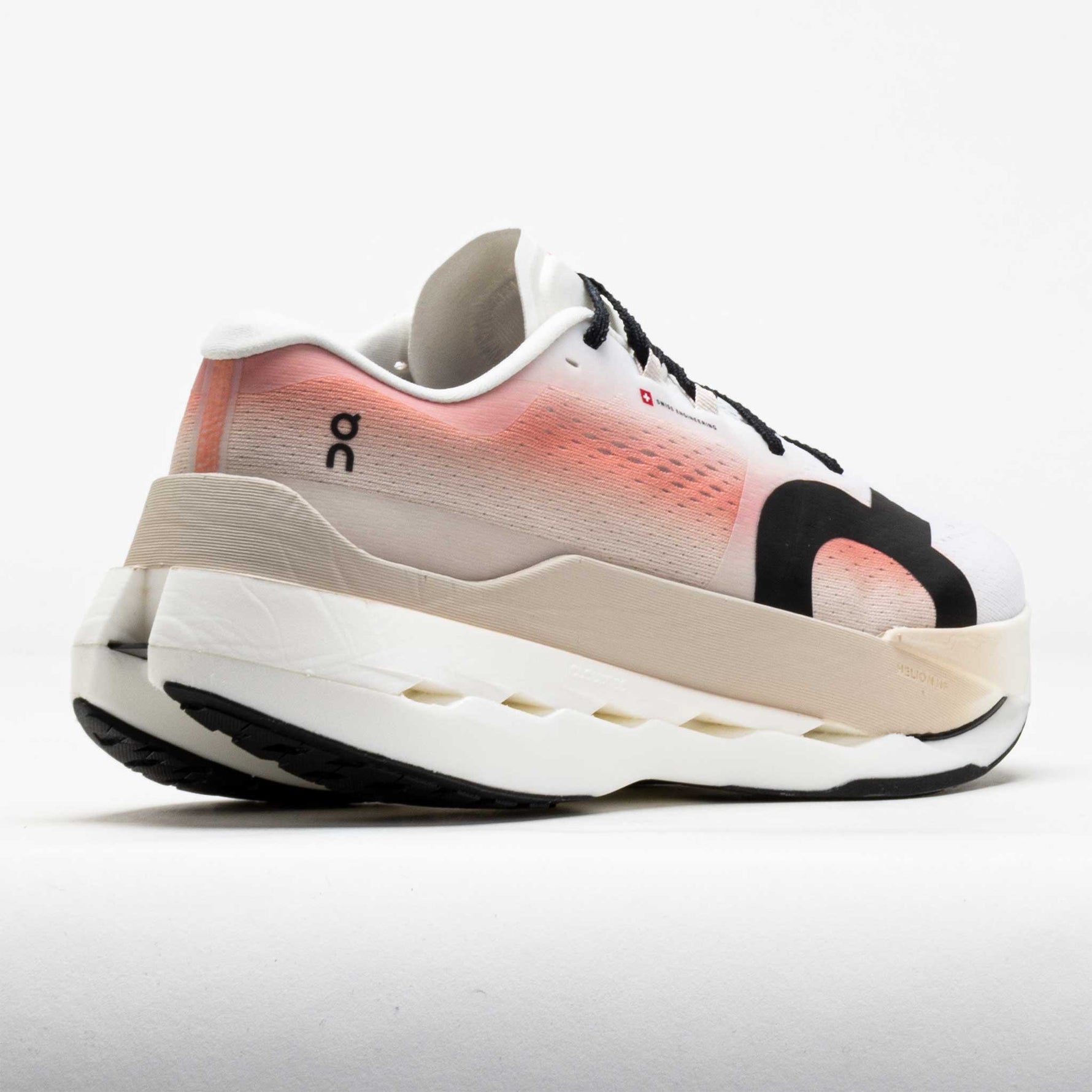 On Cloudboom Max men's running shoe in white and coral gradient colorway