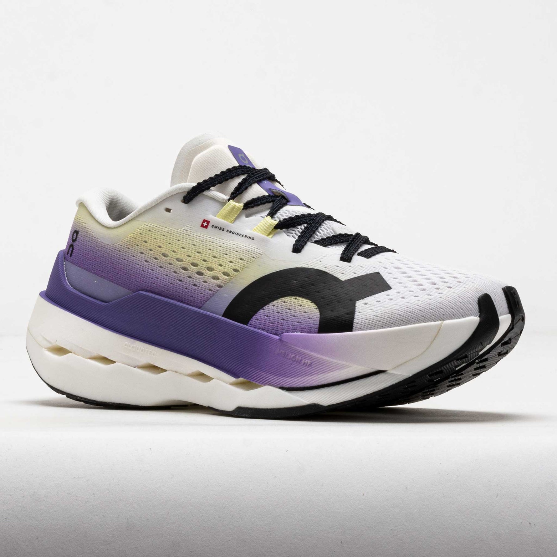 On Cloudboom Max men's running shoe in white with purple gradient colorway