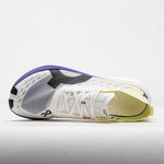 On Cloudboom Strike running shoe in white with purple and limelight accents