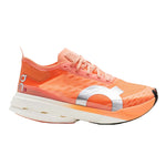On Cloudboom Strike running shoe in coral orange sunstone colorway with white sole
