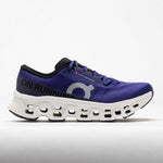 On Cloudmonster 3 running shoe in purple-blue and white colorway with signature CloudTec sole