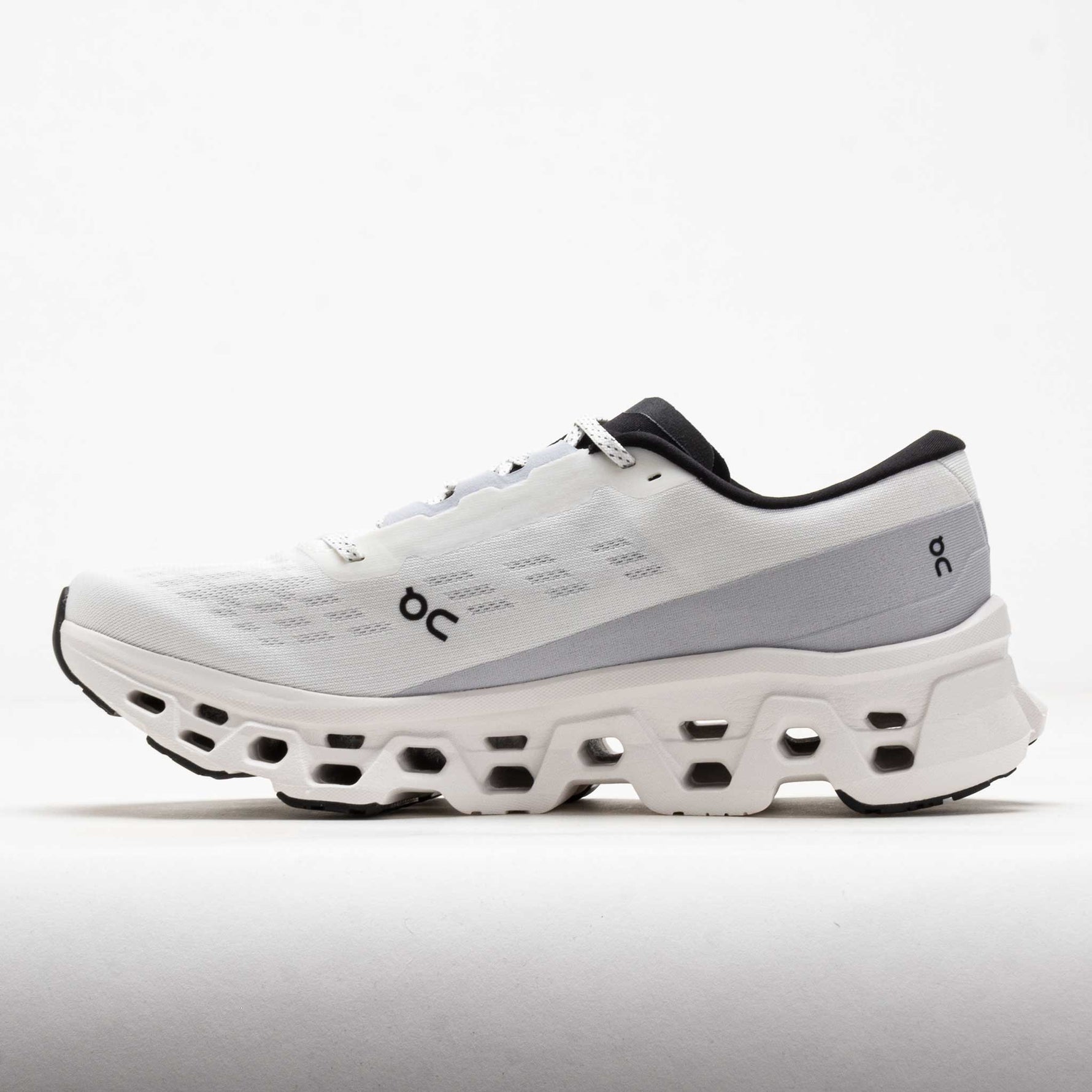 On Cloudmonster 3 running shoe in light gray and white colorway