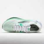 Brooks Ghost 18 running shoe in light green and white colorway, side view