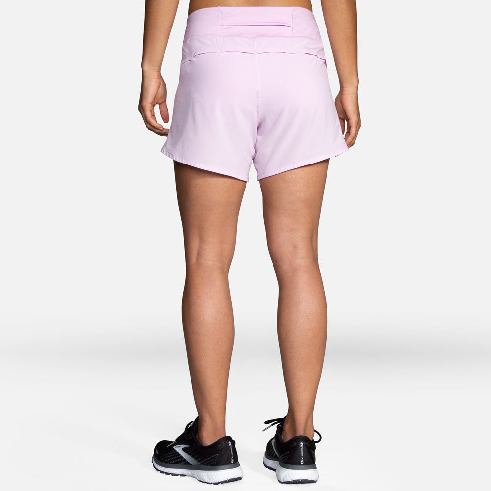 Brooks Chaser 5-inch women's running shorts in violet dash color, back view