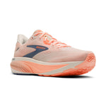 Brooks Ghost 18 women's running shoe in Star White with Cyber Peach and Grey accents