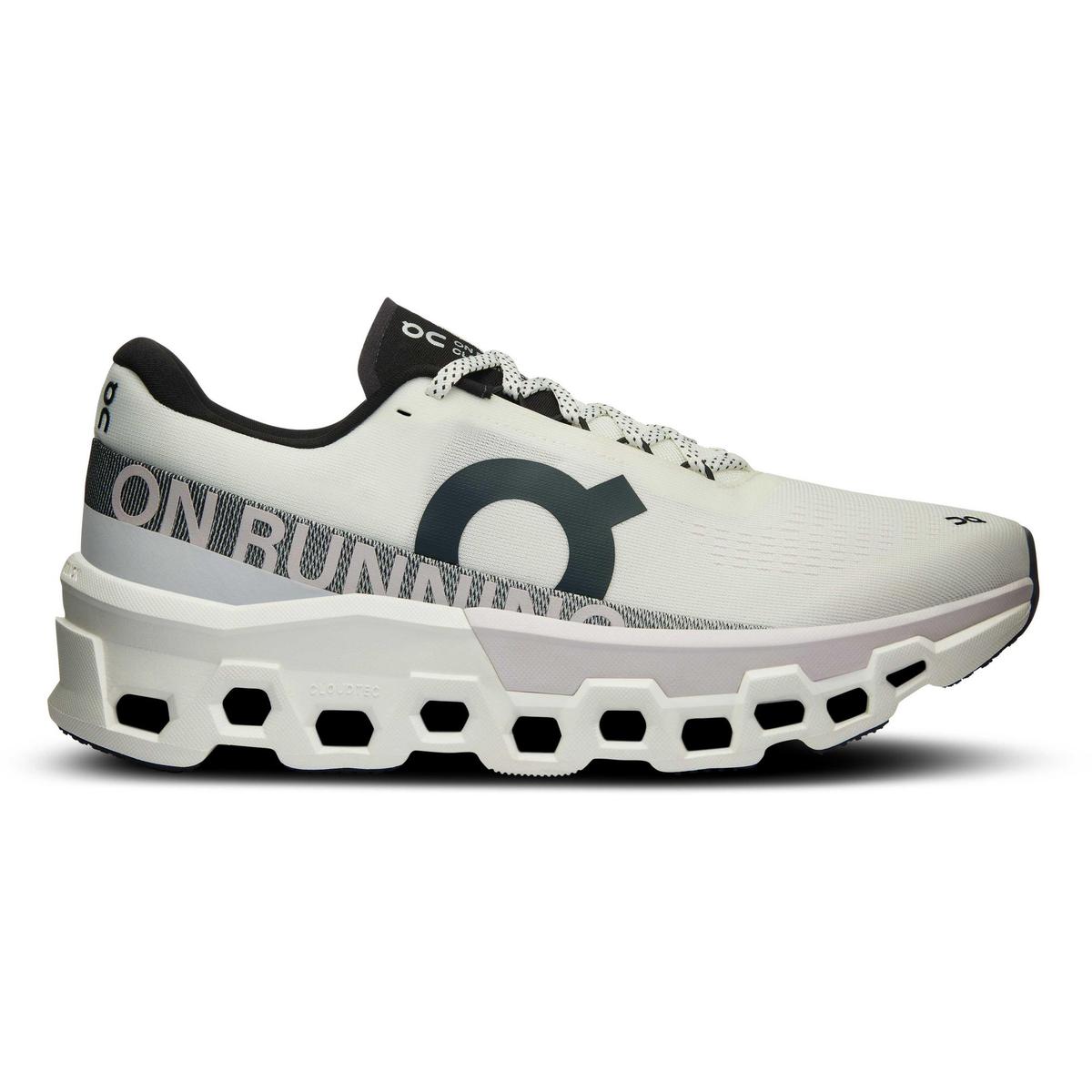 On Cloudmonster 2 running shoe in white colorway with signature cloud sole