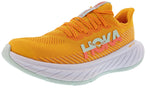 Hoka Carbon X 3 women's running shoe in radiant yellow with coral accents