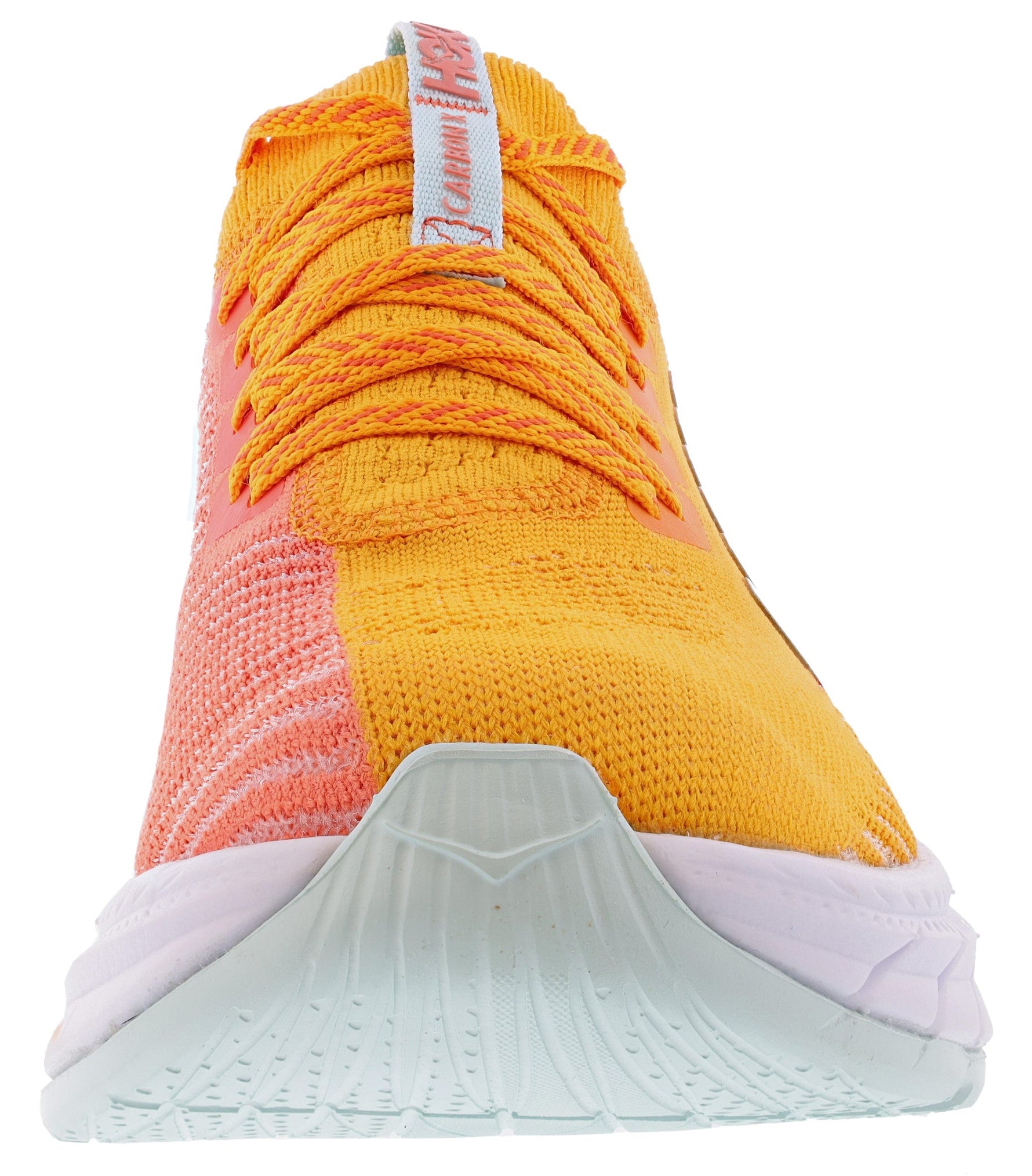 Hoka Carbon X 3 running shoe in radiant yellow and camellia pink colorway
