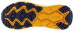 Hoka Challenger ATR 6 running shoe outsole in navy blue and yellow