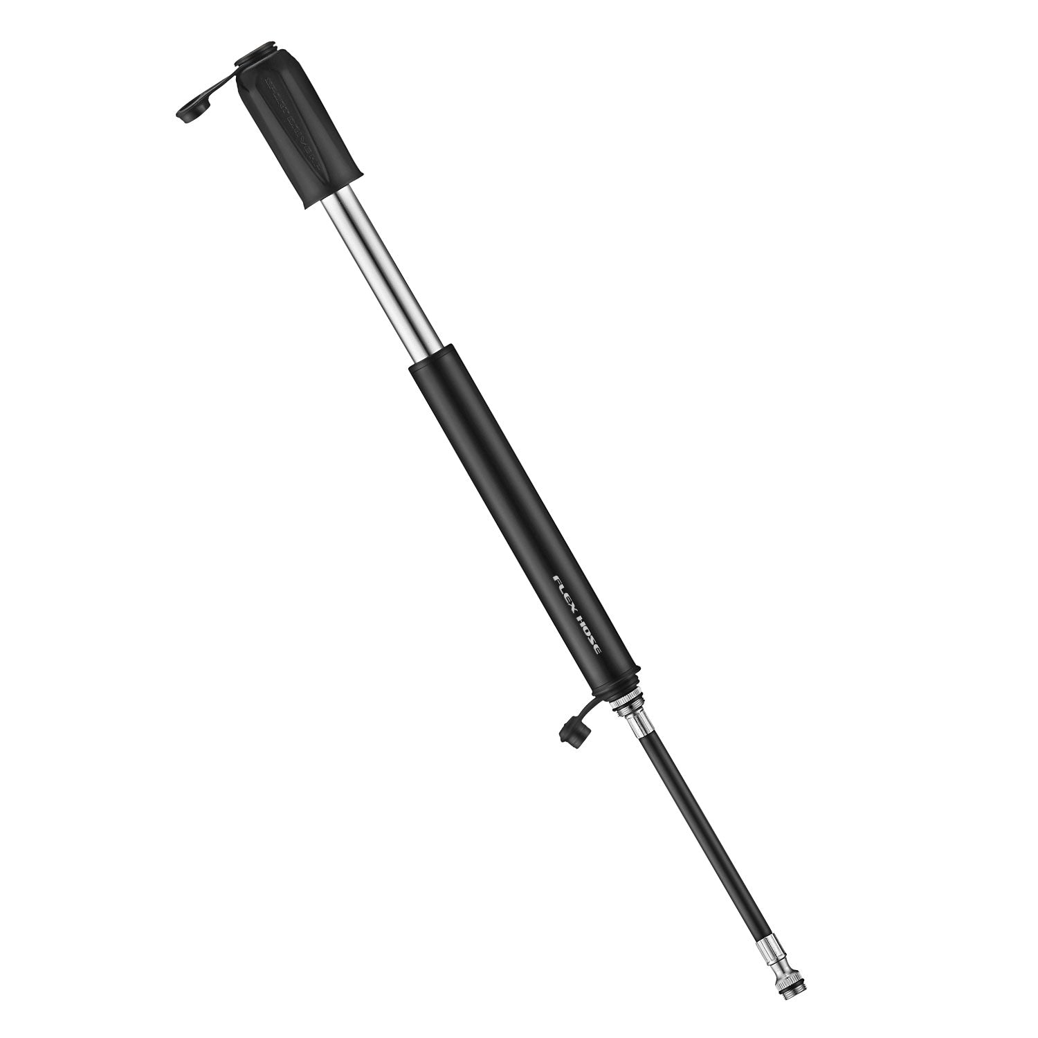 Lezyne Sport Drive HP bicycle pump in satin black finish on white background