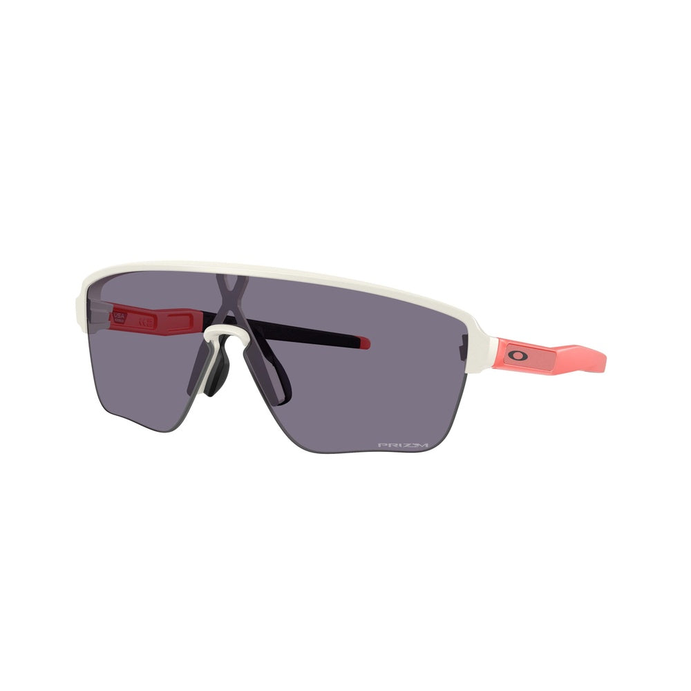 Oakley Corridor SQ sunglasses in matte mist white with coral temples and grey lenses