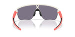 Oakley Corridor SQ sunglasses with matte white frame, coral temple tips, and grey lenses