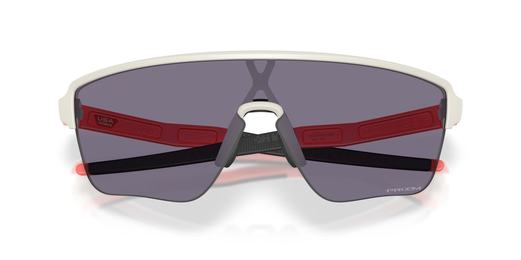 Oakley Corridor SQ sunglasses in matte mist frame with red details and Prizm grey lenses