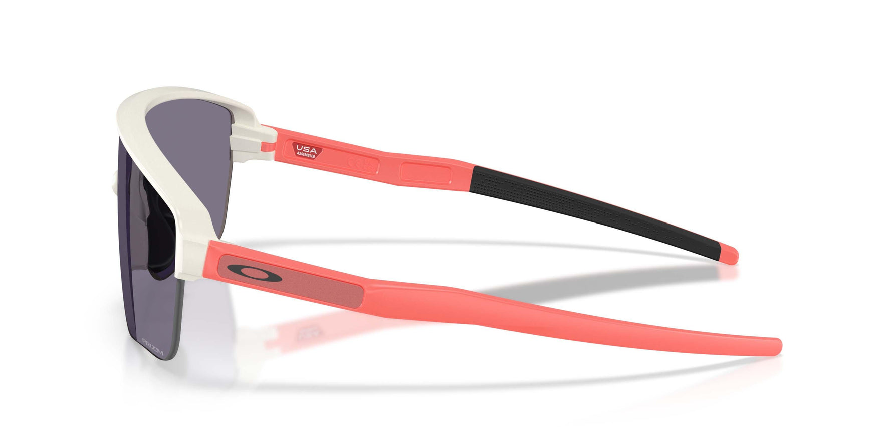Oakley Corridor SQ sunglasses in matte mist white with coral accents and dark lenses