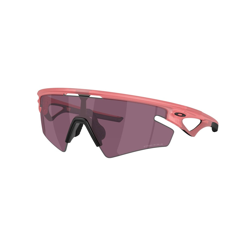 Oakley Sphaera sunglasses with coral pink frame and dark tinted lenses