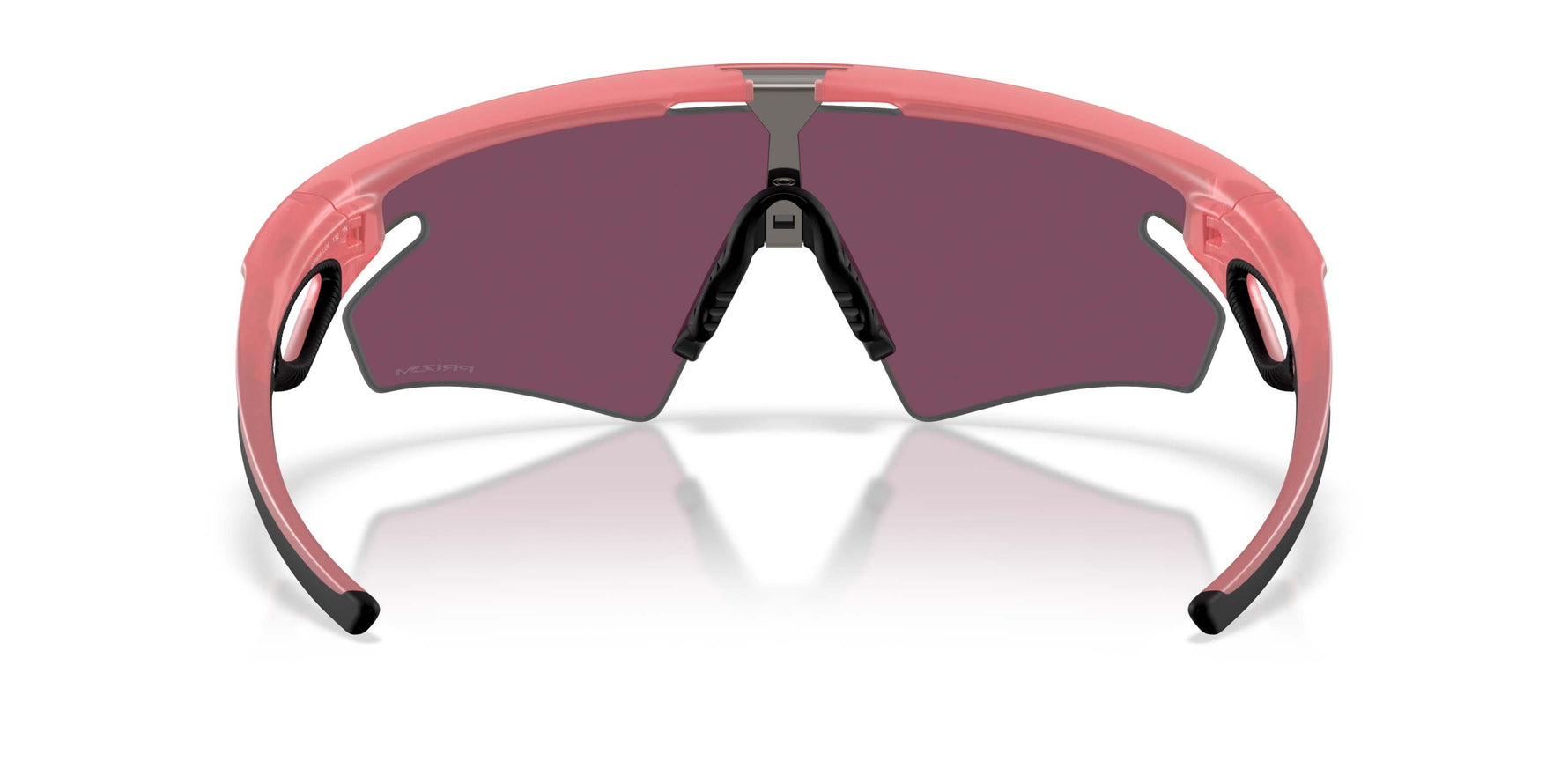 Oakley Sphaera sport sunglasses with pink frame and dark purple lenses on white background