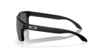 Oakley Holbrook sunglasses side temple view showing matte black frame and Oakley logo hardware