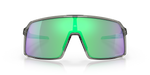 Oakley Sutro sunglasses front view with grey ink frame and prizm road jade green lenses